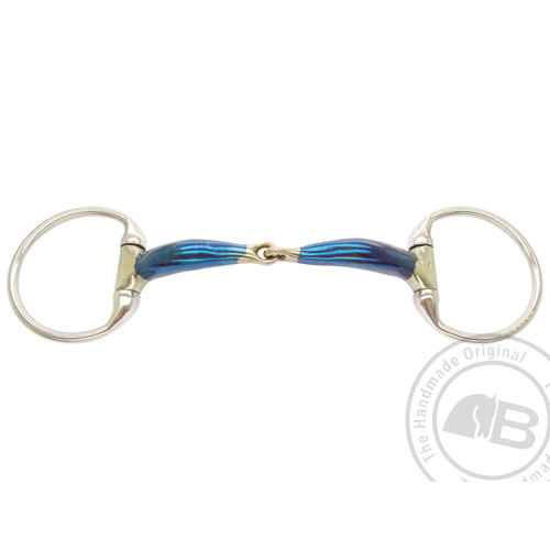 2-delat tränsbett eggbett till häst från bomber ergonomiskt utfört ligger bra i hästen mun sötmalm mässing bra pris