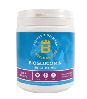 fodertillskott till häst med glukosamin bioglucomin från eclipse biofarmab för hästar i tävling träning eller äldre hästar för senor leder ligament REA KAMPANJ