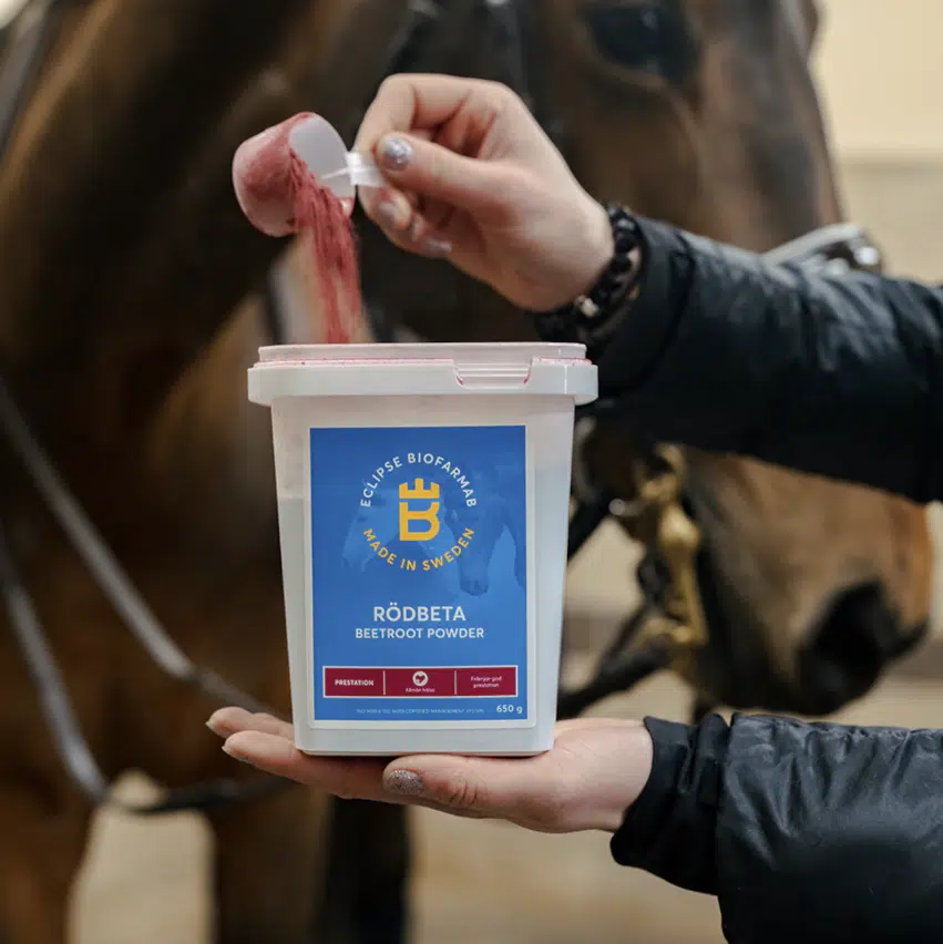 effektivt fodertillskott till häst från eclipse biofarmab för återhämtning och prestation vid hård träning och tävling 650g pulver rea kampanj