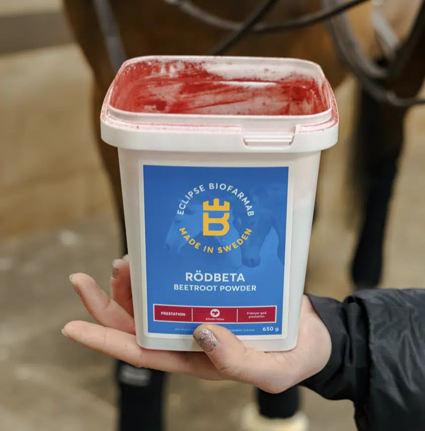 effektivt fodertillskott till häst från eclipse biofarmab för återhämtning och prestation vid hård träning och tävling 650g pulver rea kampanj