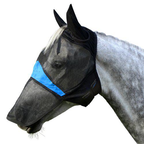 Prisvärd flughuva effektiv mot flugor insekter med öron och nos från lippo bra pris bra passform teddykant mot skav hästutrustning flugskydd