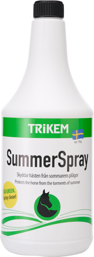 milt flugspray sommardeo sommarspray från trikem till häst för ett lugnare ridpass döljer hästens egna doft håler flugor och insekter borta om sommaren rea kampanj