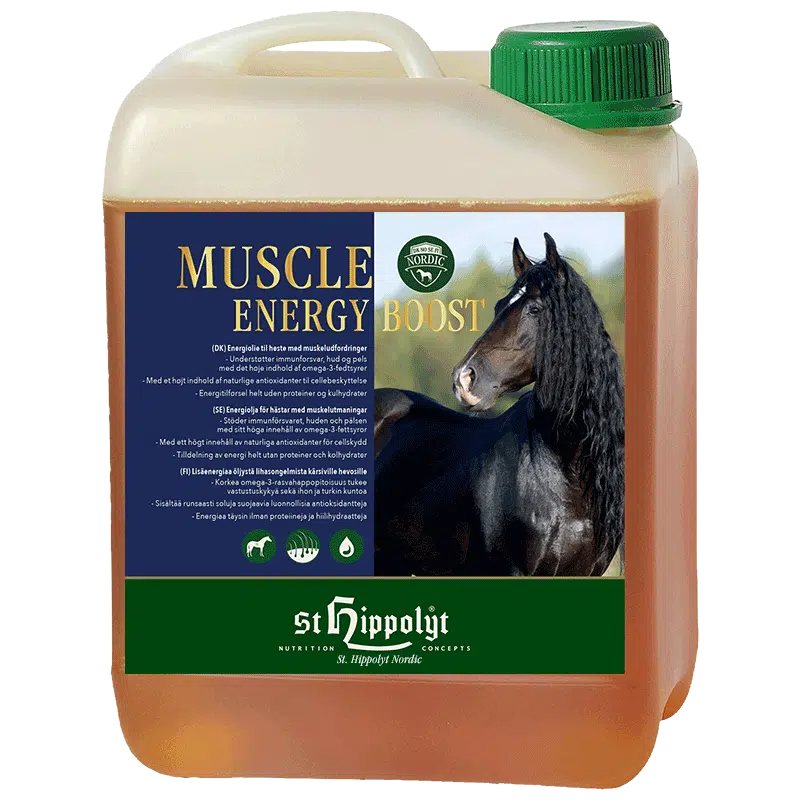 effektivt energitillskott till hästar med muskelproblematik från st hippolyt nordic muscle energy boost bra pris