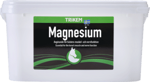 svensktillverkat fodertillskott till häst magnesium storpack från trikem för muskler nerver stressade hästar prisvärt karensfritt