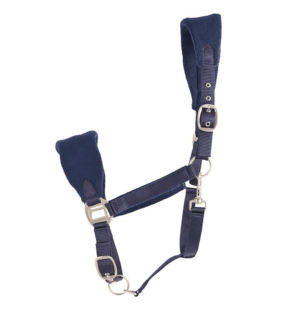 slitstark ergonomisk anatomisk grimma till häst med fleece från hansbo sport bra pris prisvärd marin blå beige justerbar
