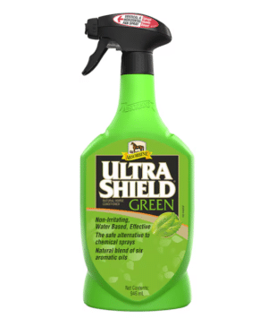 effektivt naturligt flugmedel insektspray från absorbine ultra shield green grön till häst REA kampanj