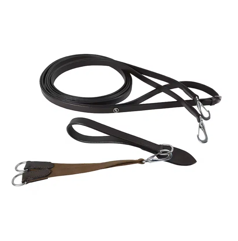 prisvärd gramantygel i läder med elastisk ände till häst hjälptygel från hansbo sport willab hjälper dig att få hästen att jobba i rätt form svart brun full