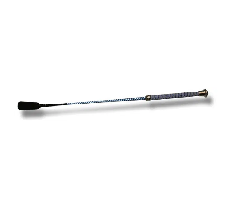 prisvärd billig ridpisk för ridning av häst hoppisk för ryttare 55cm långt läder flärp glittrigt från hansbo sport silver röd marin blå