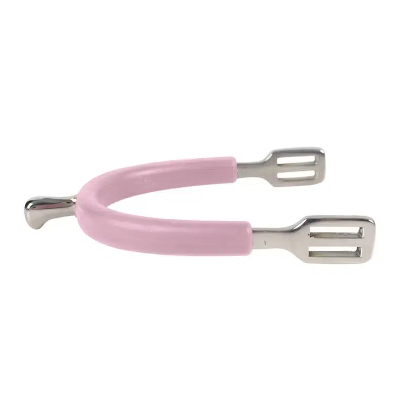 Dressyrsporrar sporrar för ridning gummiklädda 15mm från hansbo sport med remmar exklusiva till bra pris svart rosa