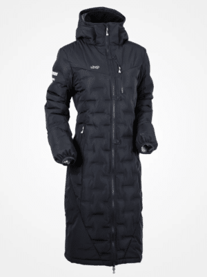 exklusiv ridkappa för ryttare från uhip varm kappa som går att rida med ridslits bak reflexer fuskdun för vintern
