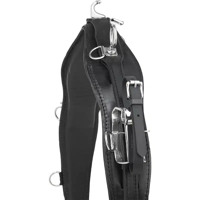 premium däckel sele till travhäst i hög kvalité från wahlsten för hästar med hög manke i läder leather line klicksele QH