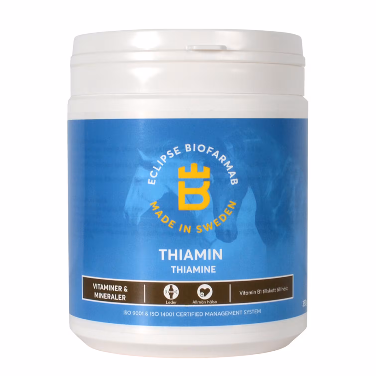 fodertillskott Thiamin till häst för patellaupphakning nervositet och stress hos häst från eclipse biofarmab med b-vitamin B1 REA KAMPANJ