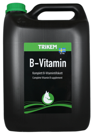 effektivt fodertillskott b-vitamin till häst från trikem 5000ml 5l vid pälssättning dålig päls låg energi sockerfri diarré hästvård hästutrustning bra pris