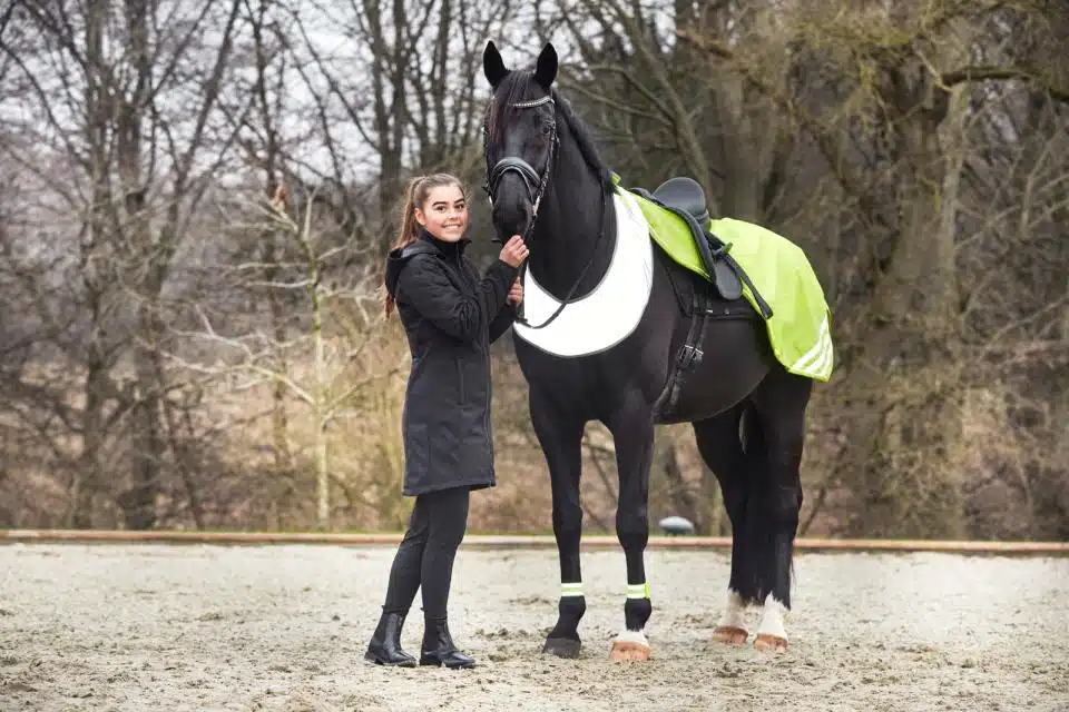 effektivt reflexridtäcke skrittäcke reflex med bogskydd från horse guard jamie för synlighet trafik mörker fodrat bra pris ridning