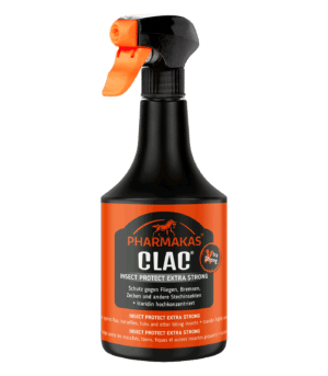 effektivt flugmedel insektsspray från pharmakas clac insect spray extra strong protection bra pris stor effekt på flugor insekter till häst bra pris hästvård flugskydd REA KAMPANJ Extra stark