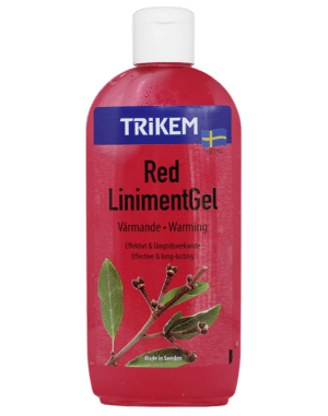 värmande red liniment populärt till häst och människa för ömma muskler efter arbete träning tävling från trikem radital rea kampanj
