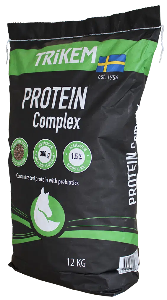 protein tillskott till häst från trikem svensktillverkat för muskel uppbyggnad tunn överlinje protein complex 12kg häst fodertillskott bra pris