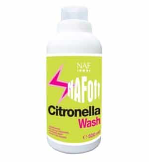 sommarskydd sommar-schampo till häst med citronella off wash från naf sweden hjälper till att hålla irriterande flugor insekter borta behöver ej sköljas av bra pris sommarskydd rea kampanj