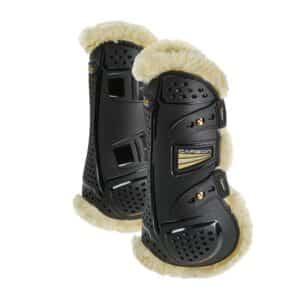 exklusiva benskydd oxi-zone supafleece teddy senskydd framskydd till häst från arma med elastisk rem snabbknäppen bra ventilation och passform bra pris svart fri frakt fraktfritt