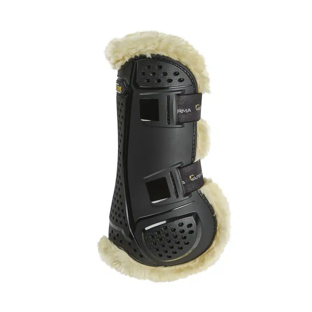 exklusiva benskydd oxi-zone supafleece teddy senskydd framskydd till häst från arma med elastisk rem snabbknäppen bra ventilation och passform bra pris svart fri frakt fraktfritt