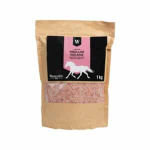 fodertillskott till häst från wahlsten himalaya salt natursalt grovmalet tillgodose hästens vätskebalans elektrolytbalans vid svettning träning tävling bra pris rea kampanj