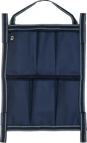 praktisk förvaring för utrustning vårdprodukter vid tävling i stallet för häst och ryttare från equipage abelone navy silver bra pris förvaring hästutrustning