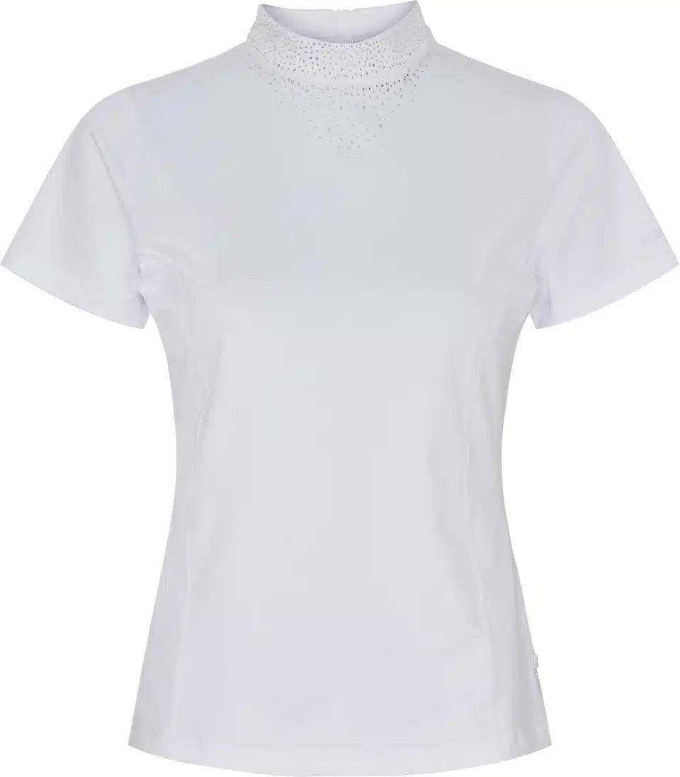 prisvärd enkel stilren tävlingsskjorta tävlingstop med bling till junior barn kortärmad för tävling ridning från equipage tessa ss bra pris ridkläder