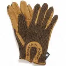 klassiska ridhandske junior med skinn virkad hand bra grepp från mountain horse crochet glove bra pris ridkläder ryttare